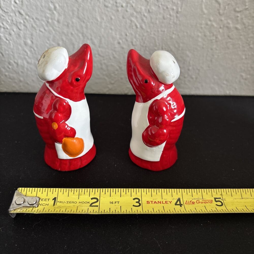 vintage ceramic chef crawfish salt and pepper shakers